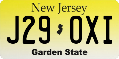 NJ license plate J29OXI