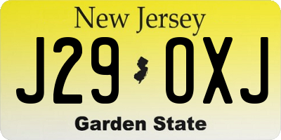 NJ license plate J29OXJ