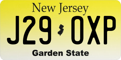 NJ license plate J29OXP