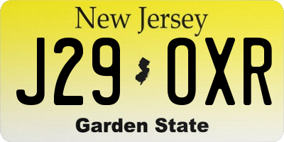 NJ license plate J29OXR