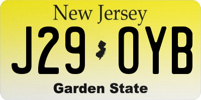 NJ license plate J29OYB