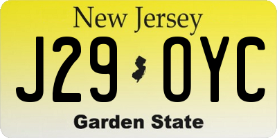 NJ license plate J29OYC