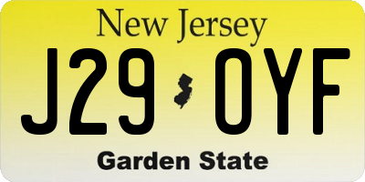 NJ license plate J29OYF