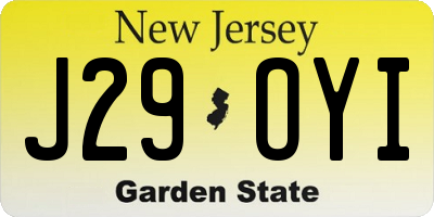 NJ license plate J29OYI