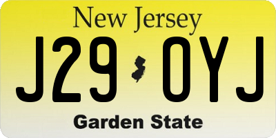 NJ license plate J29OYJ