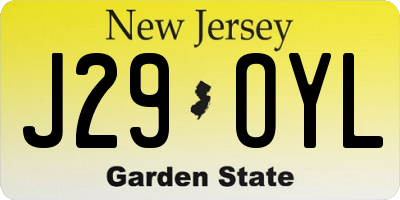 NJ license plate J29OYL