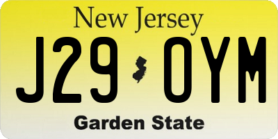 NJ license plate J29OYM