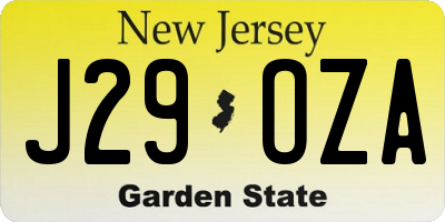 NJ license plate J29OZA