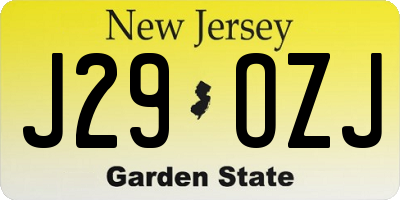 NJ license plate J29OZJ