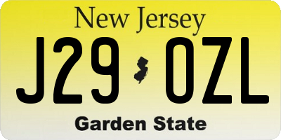 NJ license plate J29OZL