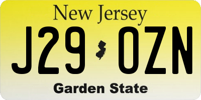 NJ license plate J29OZN