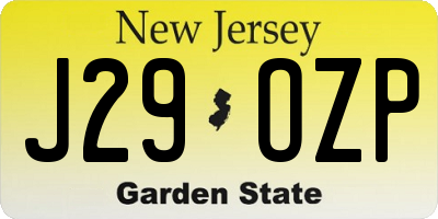 NJ license plate J29OZP