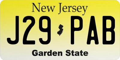 NJ license plate J29PAB