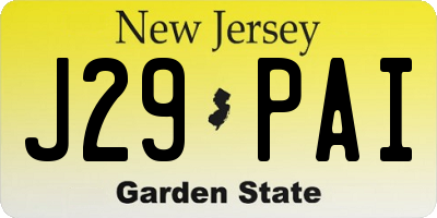 NJ license plate J29PAI