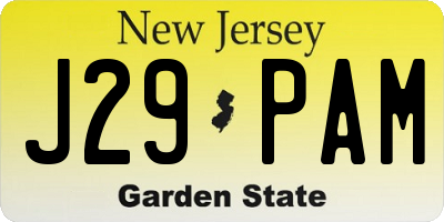 NJ license plate J29PAM