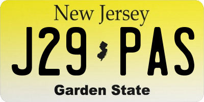 NJ license plate J29PAS