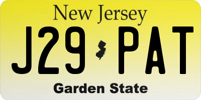 NJ license plate J29PAT