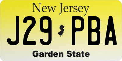 NJ license plate J29PBA