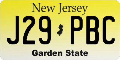NJ license plate J29PBC