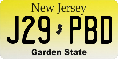 NJ license plate J29PBD