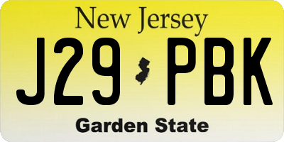 NJ license plate J29PBK