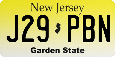 NJ license plate J29PBN