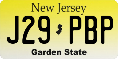 NJ license plate J29PBP