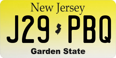 NJ license plate J29PBQ