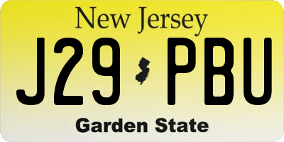 NJ license plate J29PBU