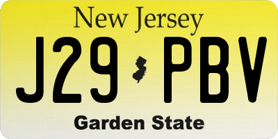 NJ license plate J29PBV