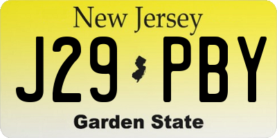 NJ license plate J29PBY
