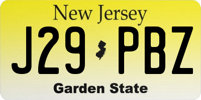 NJ license plate J29PBZ