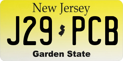 NJ license plate J29PCB