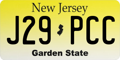NJ license plate J29PCC