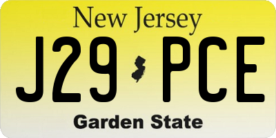 NJ license plate J29PCE