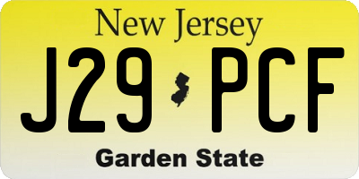 NJ license plate J29PCF