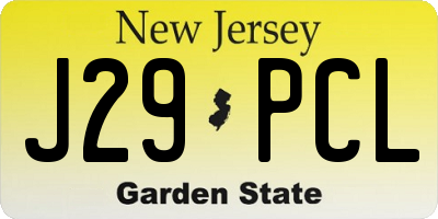 NJ license plate J29PCL