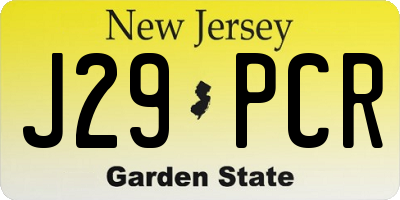 NJ license plate J29PCR