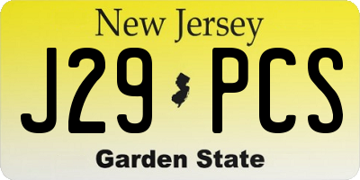 NJ license plate J29PCS