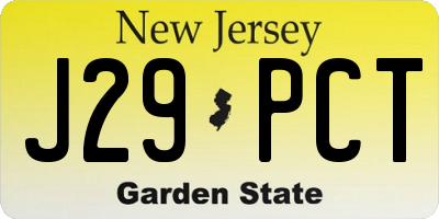 NJ license plate J29PCT