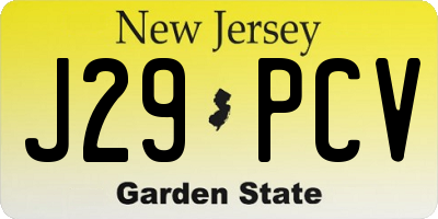NJ license plate J29PCV