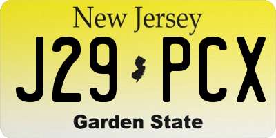 NJ license plate J29PCX