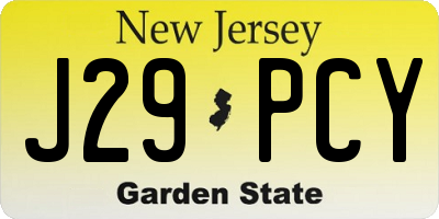 NJ license plate J29PCY