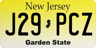 NJ license plate J29PCZ
