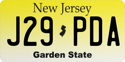 NJ license plate J29PDA