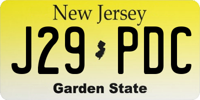 NJ license plate J29PDC