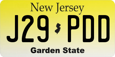 NJ license plate J29PDD