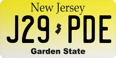 NJ license plate J29PDE