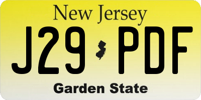 NJ license plate J29PDF