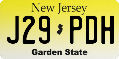 NJ license plate J29PDH